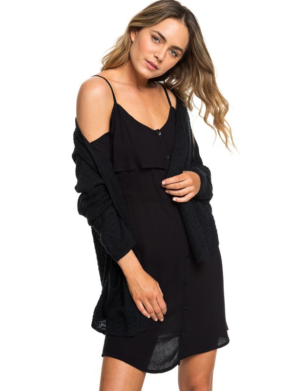 roxy, Liberty Discover - Jersey Abierto con Botones para Mujer, TRUE BLACK (kvj0) 0 Liberty Discover - Jersey Abierto con Botones para Mujer Negro ERJSW03310 Roxy