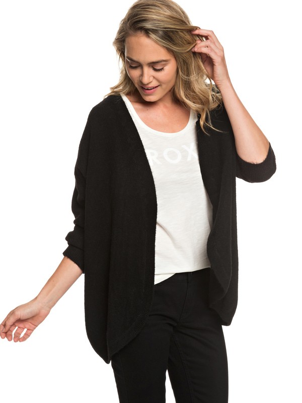roxy, Delicate Mind Cardigan, TRUE BLACK (kvj0) 0 Delicate Mind Cardigan Black ERJSW03325 Roxy