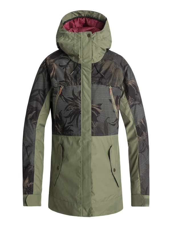 roxy, Tribe Snow Jacket, FOUR LEAF CLOVER_SWELL FLOWERS (gph2) 0 Tribe Snow Jacket Green ERJTJ03166 Roxy