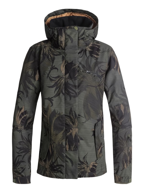 roxy, ROXY Jetty Snow Jacket, FOUR LEAF CLOVER_SWELL FLOWERS (gph2) 0 ROXY Jetty Snow Jacket Green ERJTJ03175 Roxy