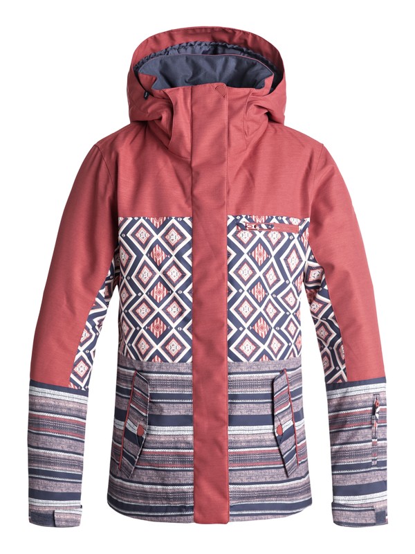 roxy, ROXY Jetty Block - Veste de snow pour Femme, DUSTY CEDAR_EDIT SONG GEO (mmr2) 0 ROXY Jetty Block - Veste de snow pour Femme Rose ERJTJ03176 Roxy