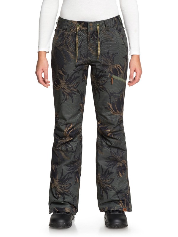 roxy, Nadia Snow Pants, FOUR LEAF CLOVER_SWELL FLOWERS (gph2) 0 Nadia Snow Pants Green ERJTP03070 Roxy
