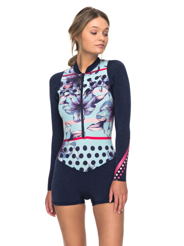 roxy, 2mm POP Surf - Springsuit manches longues front zip pour Femme, NAVY (bte0) 0 2mm POP Surf - Springsuit manches longues front zip pour Femme Bleu ERJW403016 Roxy