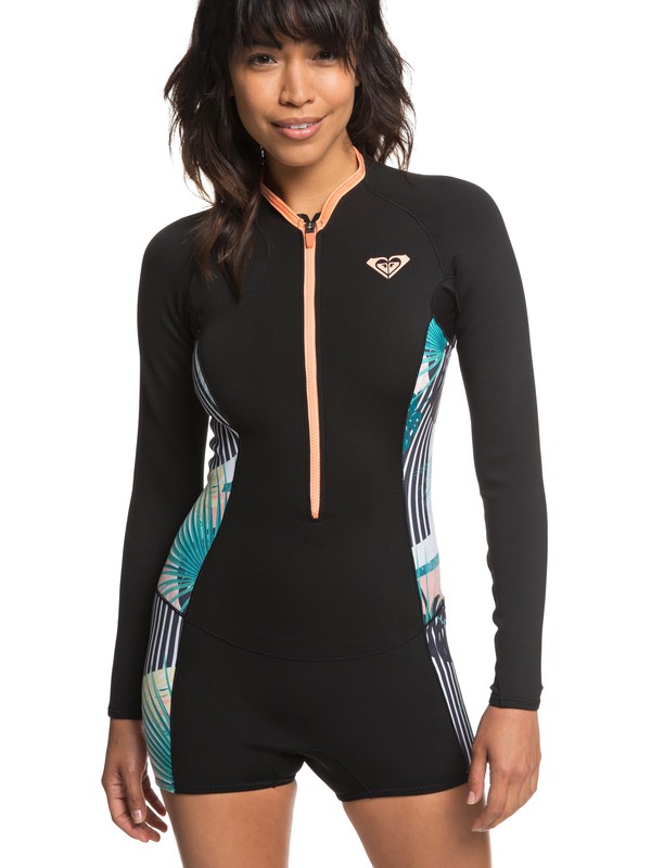roxy, 1.5mm POP Surf - Springsuit manches longues front zip pour Femme, BLACK (kvd0) 0 1.5mm POP Surf - Springsuit manches longues front zip pour Femme Noir ERJW403019 Roxy