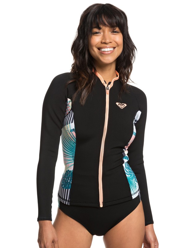 roxy, 1mm POP Surf - Haut en néoprène front zip pour Femme, BLACK (kvd0) 0 1mm POP Surf - Haut en néoprène front zip pour Femme Noir ERJW803018 Roxy