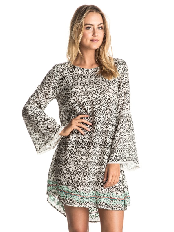 roxy, City Limits Long Sleeve Dress, TRUE BLACK ANCIENT LIMA TILE (kvj7) 0 City Limits Long Sleeve Dress ERJWD03085 Roxy