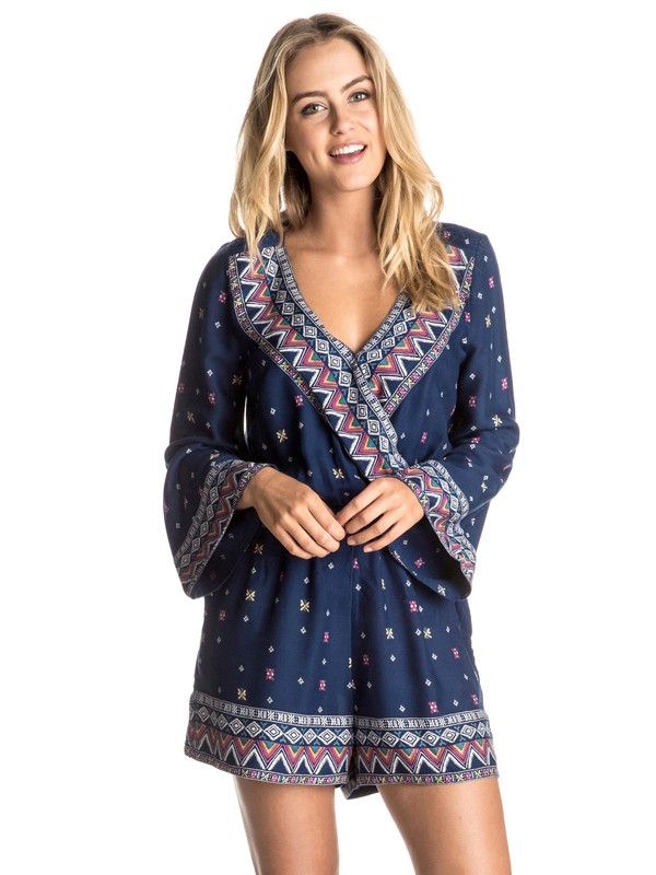 roxy, Midnight Clear Romper, KANTHA PATTERN PLACEMENT MIDNI (bsq6) 0 Midnight Clear Romper ERJWD03100 Roxy
