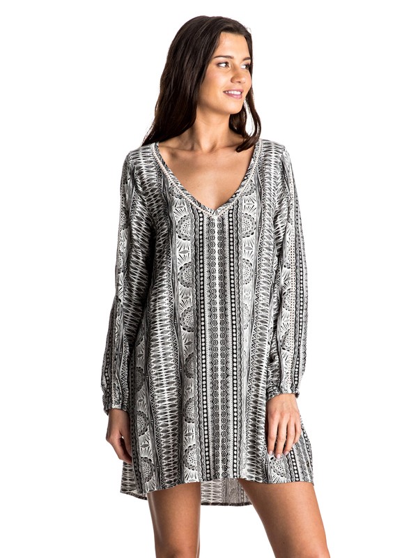 roxy, April Morning - Long Sleeve Dress, MARSHMALLOW SUN PYRAMID (wbt7) 0 April Morning - Long Sleeve Dress White ERJWD03110 Roxy