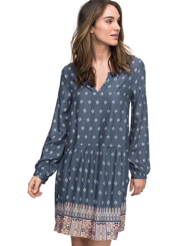 roxy, Sunkissed Daze Long Sleeve Dress, CHINA BLUE CHIEF PRADO BORDER (bnd6) 0 Sunkissed Daze Long Sleeve Dress ERJWD03152 Roxy