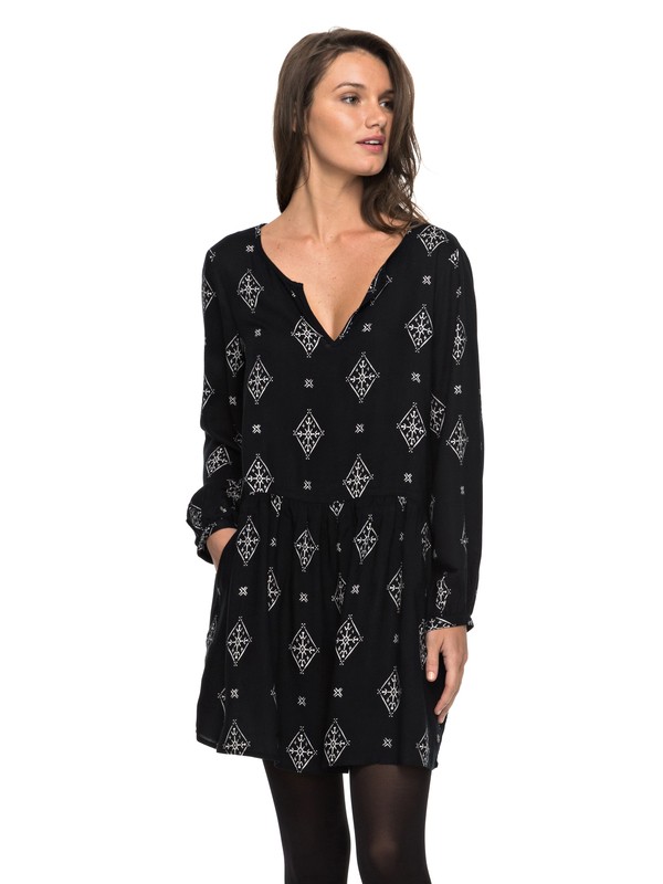 roxy, Sunkissed Daze - Long Sleeve Dress, ANTHRACITE TRIBAL VOICE (kvj6) 0 Sunkissed Daze - Long Sleeve Dress ERJWD03152 Roxy