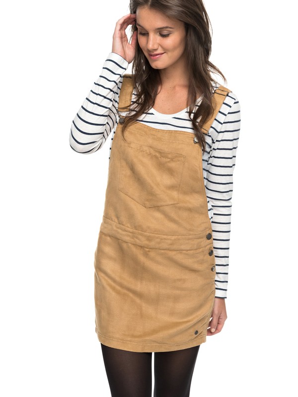 Chase The Sun - Faux-Suede Dungaree Dress for Women ERJWD03159 0 Chase The Sun Faux Suede Dungaree Dress ERJWD03159 Roxy