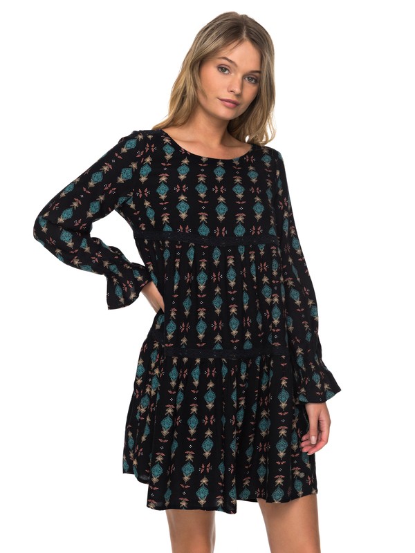 roxy, Sweetness Seas Long Sleeve Dress, ANTHRACITE LITTLE DESERT (kvj5) 0 Sweetness Seas Long Sleeve Dress Black ERJWD03177 Roxy