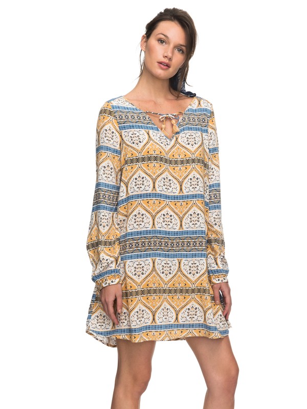 roxy, View Delights - Robe à manches longues pour Femme, MARSHMALLOW NEW MAIDEN (wbt2) 0 View Delights - Robe à manches longues pour Femme Blanc ERJWD03201 Roxy