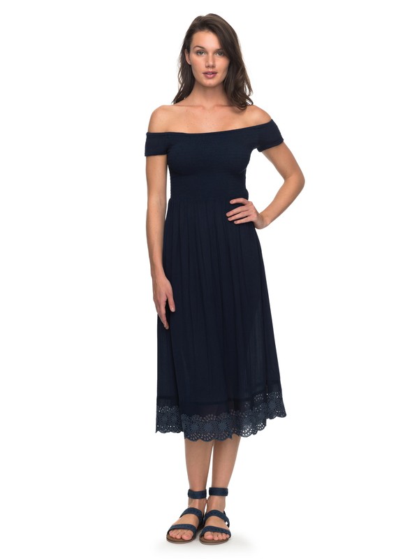 roxy, Pretty Lovers Off The Shoulder Midi Dress, DRESS BLUES (btk0) 0 Pretty Lovers Off The Shoulder Midi Dress Blue ERJWD03209 Roxy