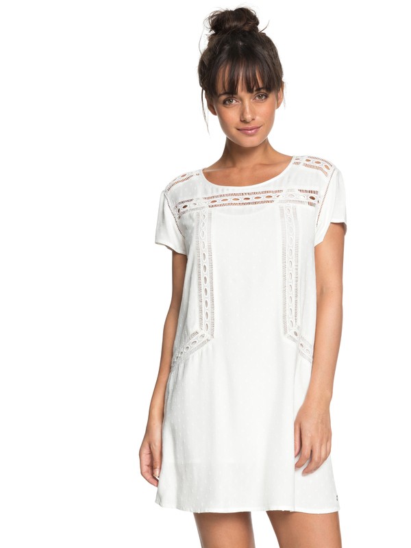 roxy, Wildflower Land Short Sleeve Dress, MARSHMALLOW (wbt0) 0 Wildflower Land Short Sleeve Dress White ERJWD03239 Roxy