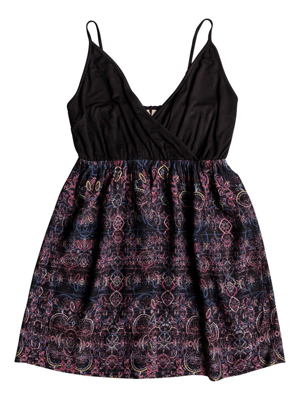 roxy, Floral Offering Strappy Dress, TRUE BLACK NIGHTLIGHTS (kvj1) 0 Floral Offering Strappy Dress Black ERJWD03271 Roxy