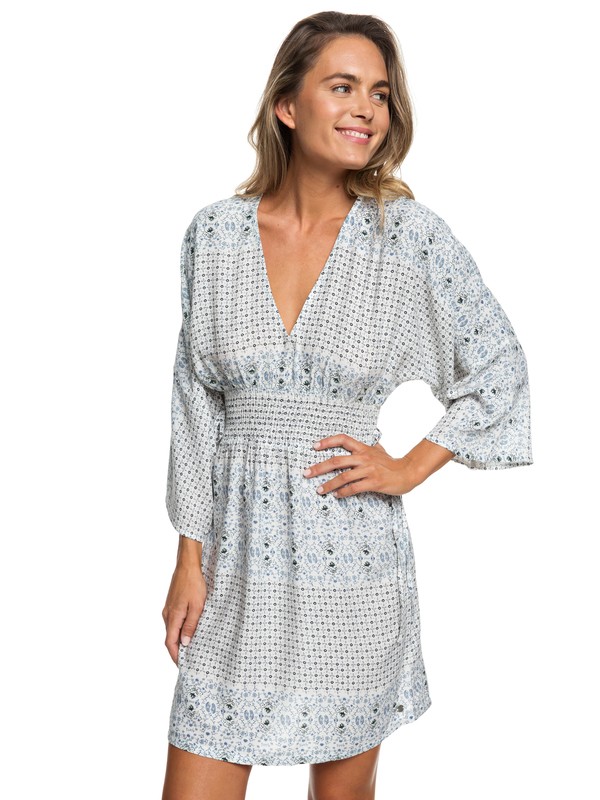 roxy, Vestido con Mangas tipo Kimono Free Mind Temple, MARSHMALLOW SUMMER DANCE (wbt9) 0 Vestido con Mangas tipo Kimono Free Mind Temple Blanco ERJWD03278 Roxy