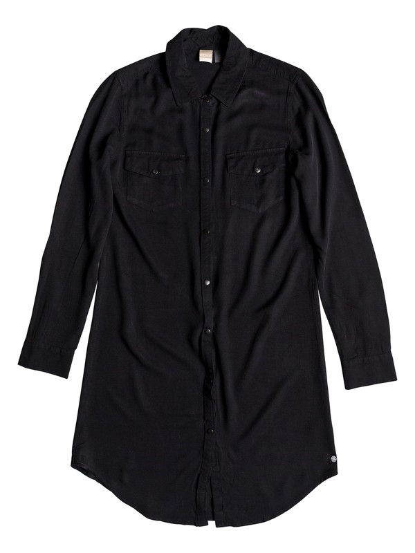 roxy, Tomini Bay View Long Sleeve Shirt Dress, TRUE BLACK (kvj0) 0 Tomini Bay View Long Sleeve Shirt Dress Black ERJWD03280 Roxy