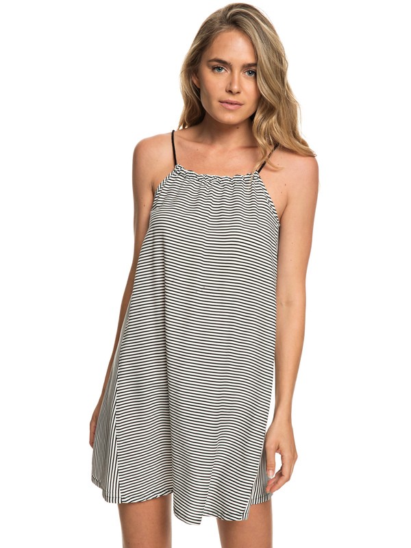roxy, All About Queens Strappy Dress, ANTHRACITE COSY STRIPES (kvj4) 0 All About Queens Strappy Dress Black ERJWD03292 Roxy