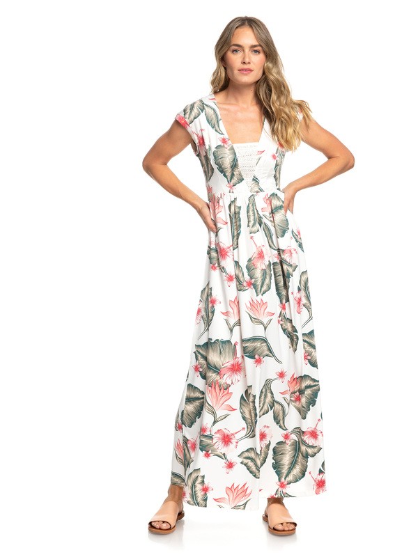 roxy, A Day At Tribeca - Robe longue sans manches pour Femme, MARSHMALLOW TROPICAL LOVE (wbt7) 0 A Day At Tribeca - Robe longue sans manches pour Femme Blanc ERJWD03306 Roxy