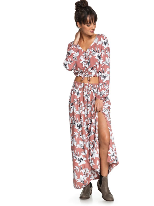 roxy, Last Forever Maxi Skirt, WITHERED ROSE LILY HOUSE (mmg6) 0 Last Forever Maxi Skirt Pink ERJWK03043 Roxy