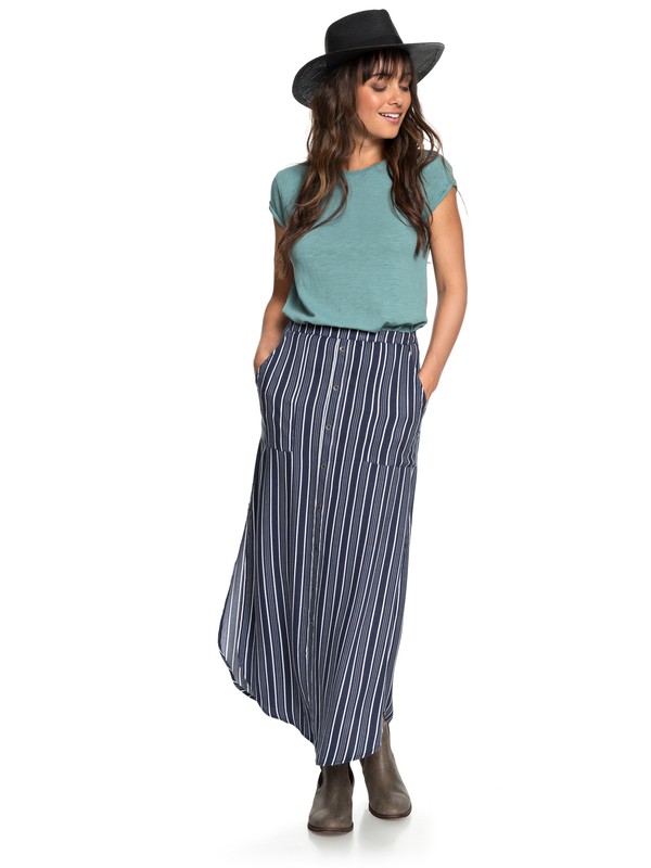 roxy, Sunset Islands Maxi Skirt, DRESS BLUES VERTICAL STRIPES (btk3) 0 Sunset Islands Maxi Skirt ERJWK03045 Roxy