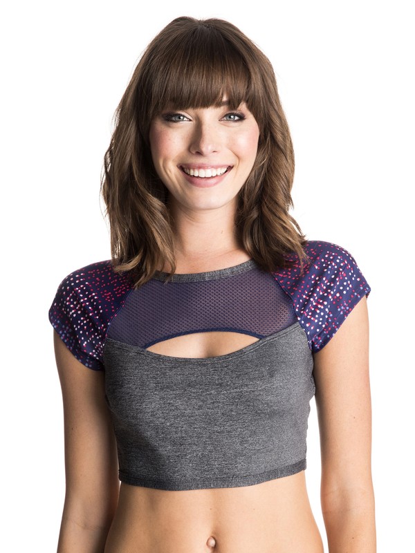 Caribbean Sunset - Cropped Rash Vest ERJWR03011 0 Caribbean Sunset Cropped Rashguard ERJWR03011 Roxy