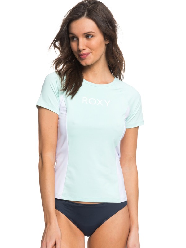 roxy, On My Board Colorblock Short Sleeve UPF 50 Rashguard, BLUE LIGHT (bek0) 0 On My Board Colorblock Short Sleeve UPF 50 Rashguard Blue ERJWR03211 Roxy