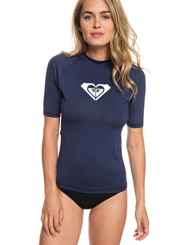 roxy, Whole Hearted Short Sleeve UPF 50 Rash Guard, MEDIEVAL BLUE (bte0) 0 Whole Hearted Short Sleeve UPF 50 Rash Guard Blue ERJWR03219 Roxy