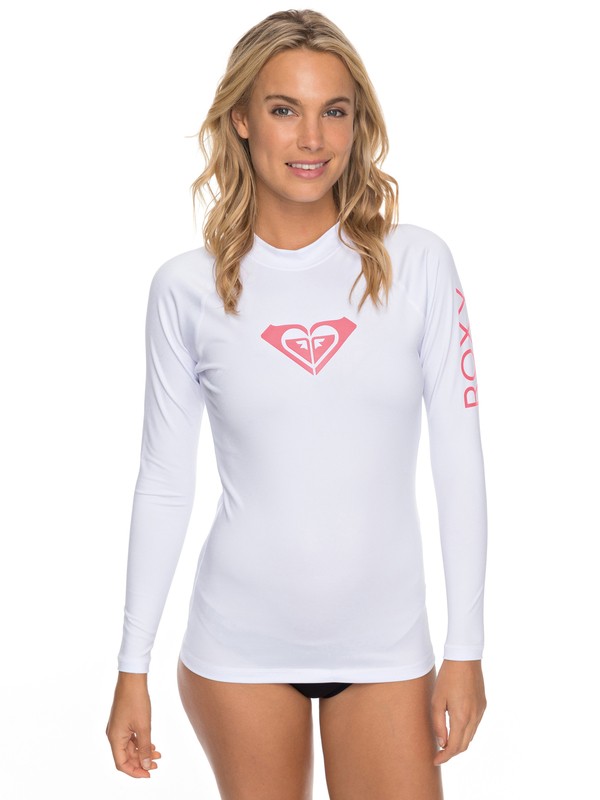 roxy, Whole Hearted Long Sleeve UPF 50 Rash Guard, WHITE (wbb0) 0 Whole Hearted Long Sleeve UPF 50 Rash Guard White ERJWR03221 Roxy