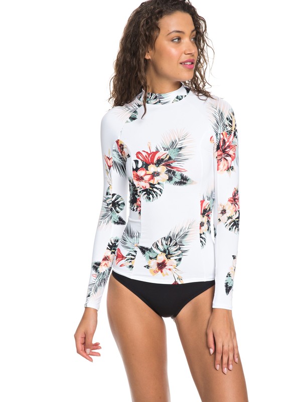 roxy, Softly Love Long Sleeve UPF 50 Rashguard, BRIGHT WHITE TROP NIGHTS BIG S (wbb8) 0 Softly Love Long Sleeve UPF 50 Rashguard White ERJWR03264 Roxy
