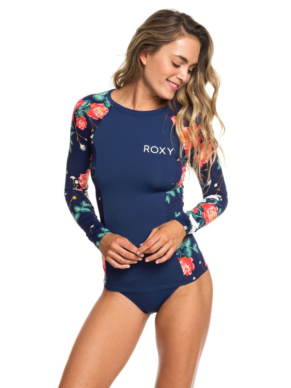 roxy, ROXY Long Sleeve UPF 50 Rashguard, MED BLUE GARDEN LILY SW BIG (xbgm) 0 ROXY Long Sleeve UPF 50 Rashguard Blue ERJWR03287 Roxy