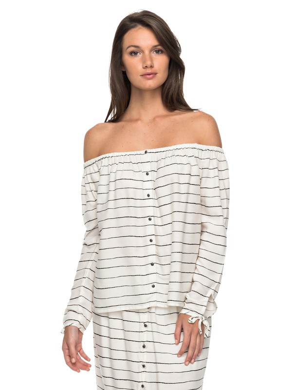 roxy, Ms Brightside Long Sleeve Top, MARSHMALLOW PENCIL STRIPE (xwkk) 0 Ms Brightside Long Sleeve Top ERJWT03148 Roxy