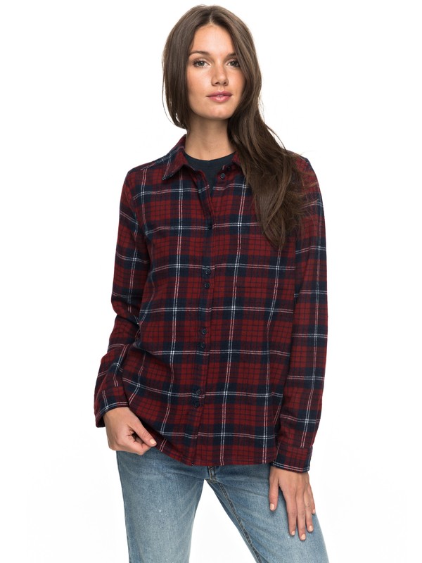 roxy, Heavy Feelings Long Sleeve Shirt, DRESS BLUES SCOTTY PLAID (xrrb) 0 Heavy Feelings Long Sleeve Shirt Red ERJWT03149 Roxy