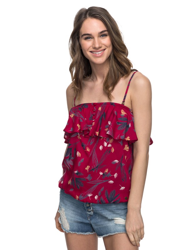 roxy, Ocean Zebra Detachable Strap Top, PERSIAN RED BOTANIC GARDEN (mqw6) 0 Ocean Zebra Detachable Strap Top ERJWT03167 Roxy