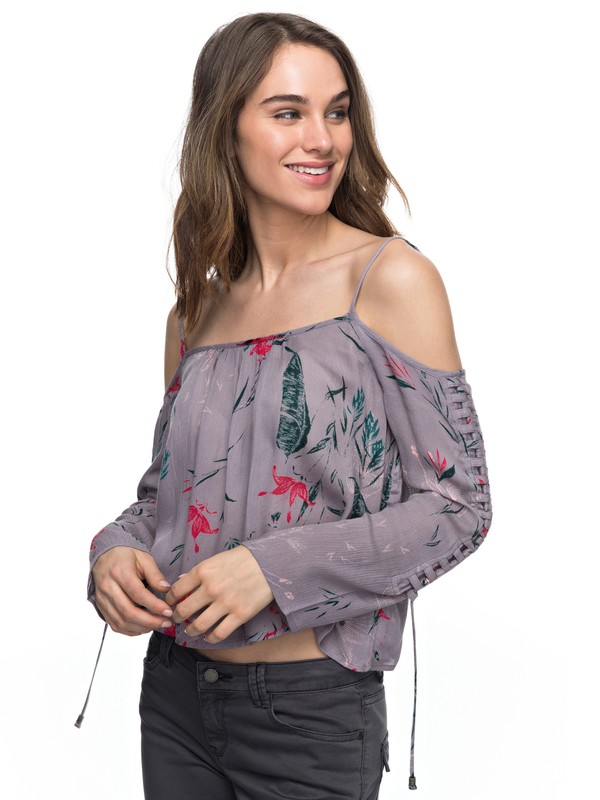 PARADISE OCEAN PRINTED ERJWT03169 0 Paradise Ocean Printed Cold Shoulder Top ERJWT03169 Roxy
