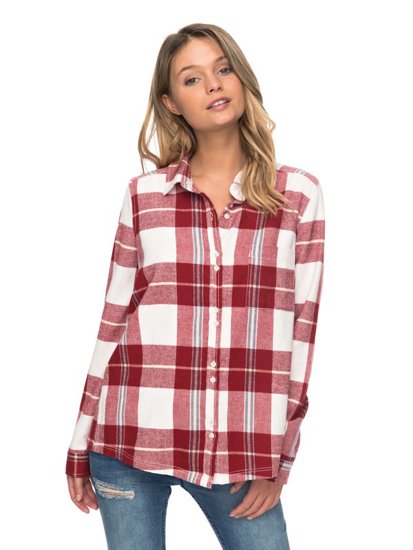 roxy, Heavy Feelings Long Sleeve Shirt, RIO RED WILD COAST PLAID (rrk1) 0 Heavy Feelings Long Sleeve Shirt Red ERJWT03178 Roxy
