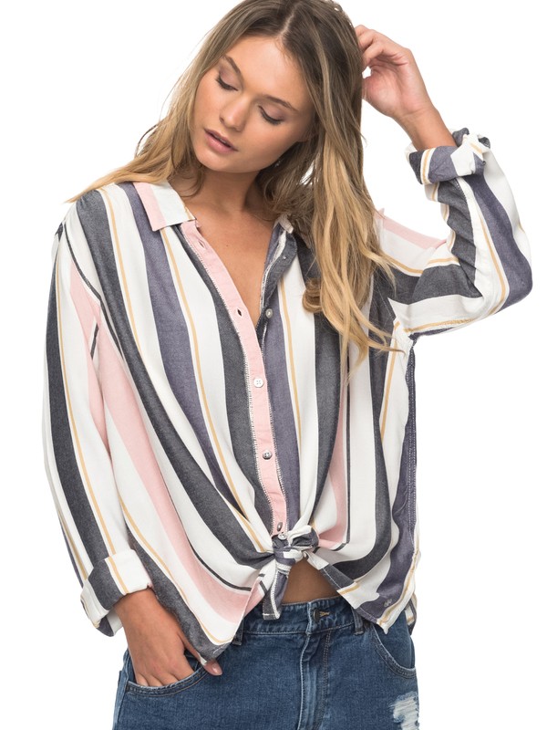 ROMANTIC PATH STRIPE ERJWT03186 0 Romantic Path Stripe Long Sleeve Shirt ERJWT03186 Roxy