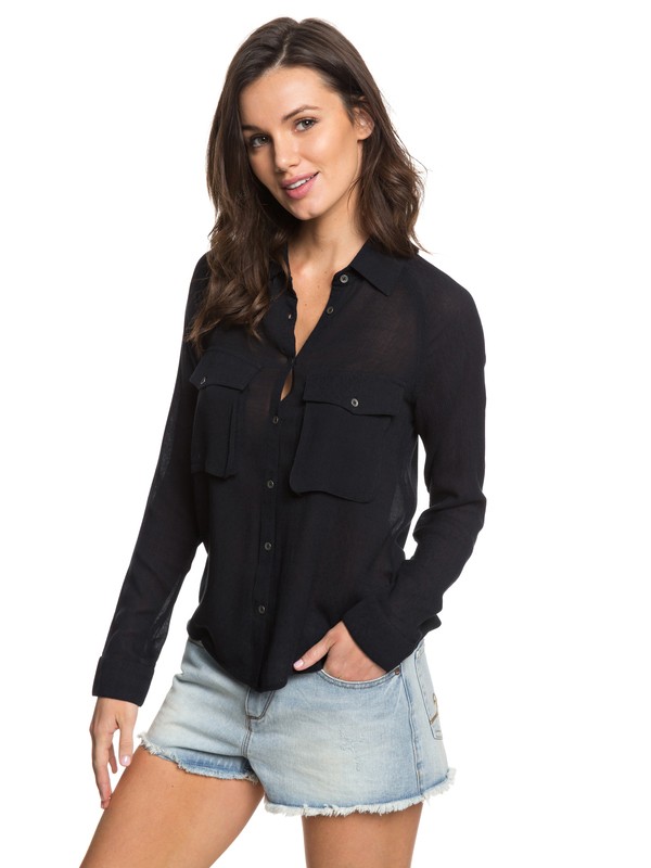roxy, Juvia Long Sleeve Shirt, ANTHRACITE (kvj0) 0 Juvia Long Sleeve Shirt ERJWT03222 Roxy