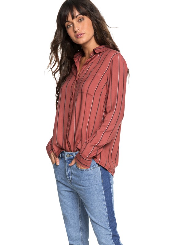 roxy, Concrete Streets - Chemise à manches longues pour Femme, WHITERED ROSE POETIC STRIPE VE (mmg4) 0 Concrete Streets - Chemise à manches longues pour Femme Rose ERJWT03239 Roxy