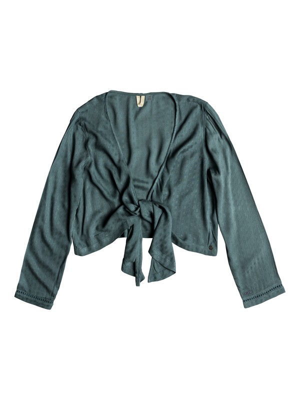 roxy, To The Sea Long Sleeve Tie-Front Shirt, NORTH ATLANTIC (bmz0) 0 To The Sea Long Sleeve Tie-Front Shirt ERJWT03248 Roxy