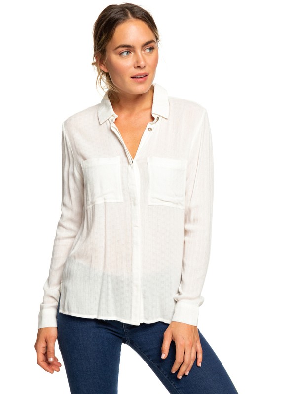 roxy, Sanur Shades Long Sleeve Shirt, MARSHMALLOW (wbt0) 0 Sanur Shades Long Sleeve Shirt White ERJWT03259 Roxy