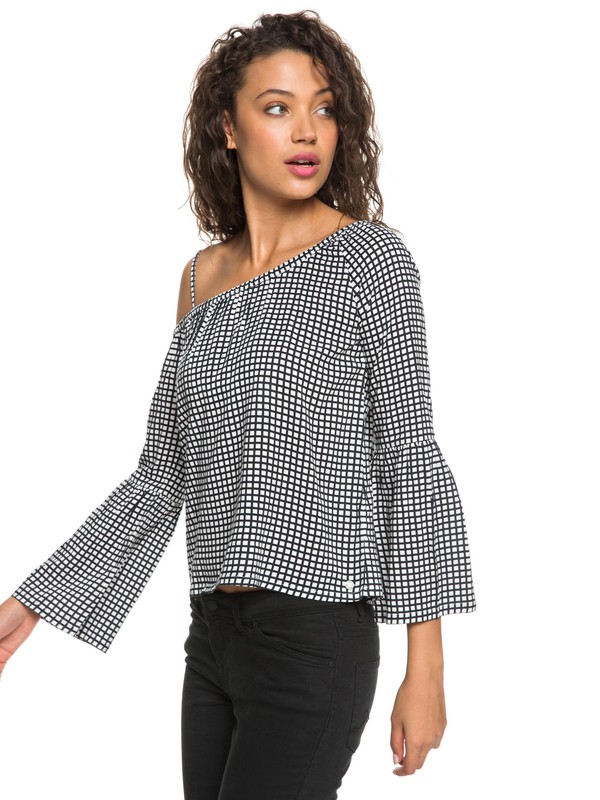 roxy, Blusa de Manga Larga de Hombros Descubiertos Lush Floral, MARSHMALLOW SQUARE LAND (wbt7) 0 Blusa de Manga Larga de Hombros Descubiertos Lush Floral Blanco ERJWT03262 Roxy