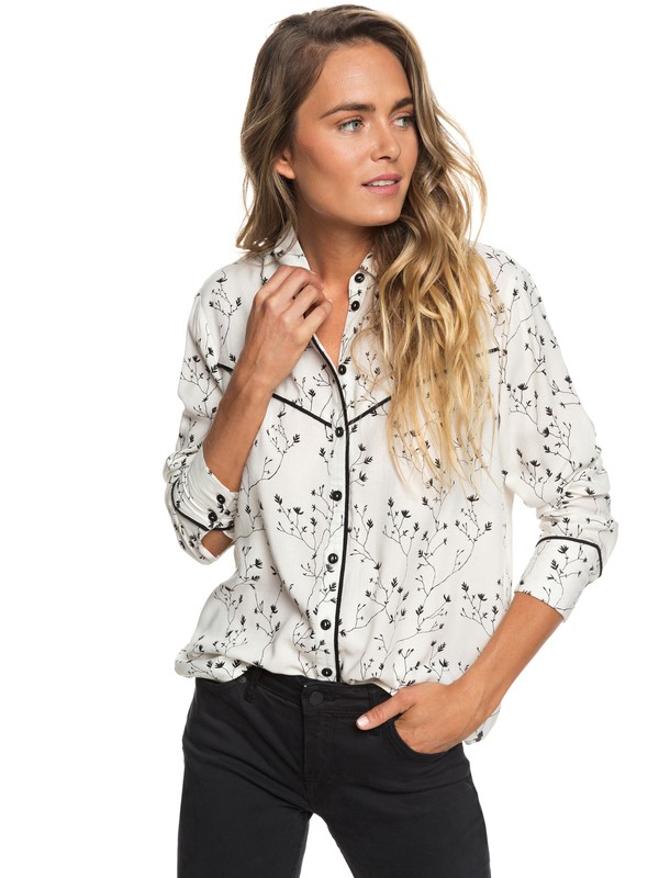 roxy, Shambhala Estate Long Sleeve Shirt, MARSHMALLOW FROM THE WILDNESS (wbt8) 0 Shambhala Estate Long Sleeve Shirt White ERJWT03274 Roxy