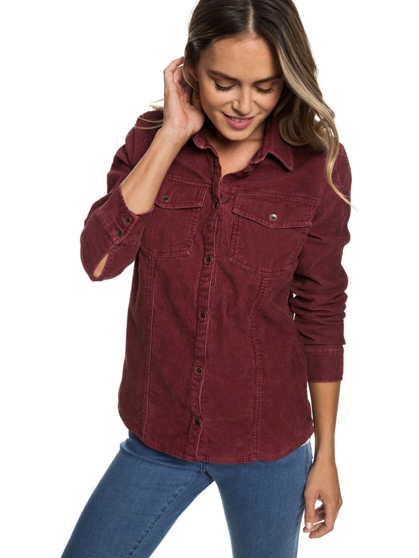 roxy, The Edge Of Wildness Long Sleeve Corduroy Shirt, OXBLOOD RED (rre0) 0 The Edge Of Wildness Long Sleeve Corduroy Shirt Red ERJWT03278 Roxy