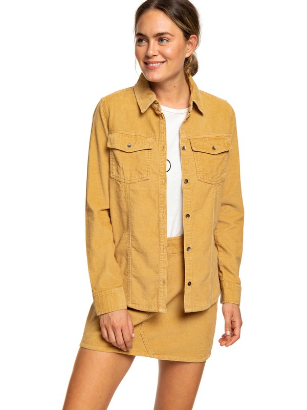 roxy, The Edge Of Wildness Long Sleeve Corduroy Shirt, CURRY (tjq0) 0 The Edge Of Wildness Long Sleeve Corduroy Shirt Beige ERJWT03278 Roxy