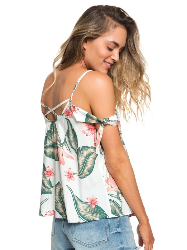 roxy, Soho Streets - Top con Spalline da Donna, MARSHMALLOW TROPICAL LOVE (wbt7) 0 Soho Streets - Top con Spalline da Donna White ERJWT03285 Roxy