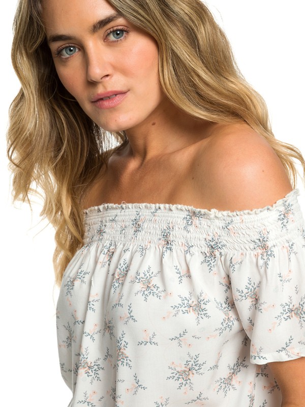 roxy, Rockefeller Vibes Off-The-Shoulder Top, MARSHMALLOW FLOWERS EVERYDAY (wbt6) 0 Rockefeller Vibes Off-The-Shoulder Top White ERJWT03291 Roxy