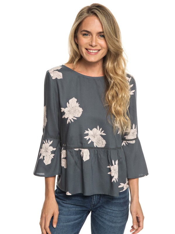 roxy, Broadway Colors 3/4 Sleeve Shirt, TURBULENCE ROSE AND PEARLS (kym7) 0 Broadway Colors 3/4 Sleeve Shirt Black ERJWT03293 Roxy