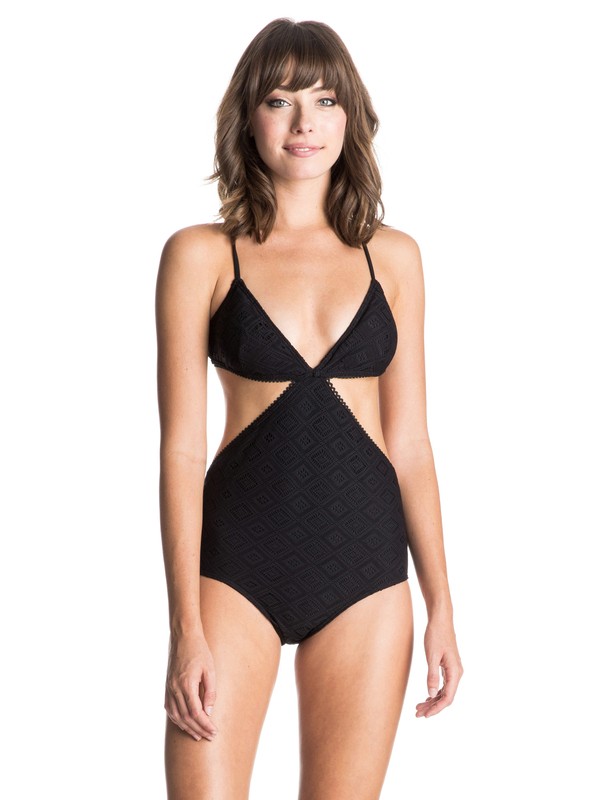 roxy, Hazy Daisy One Piece Swimsuit, TRUE BLACK (kvj0) 0 Hazy Daisy One Piece Swimsuit ERJX103004 Roxy